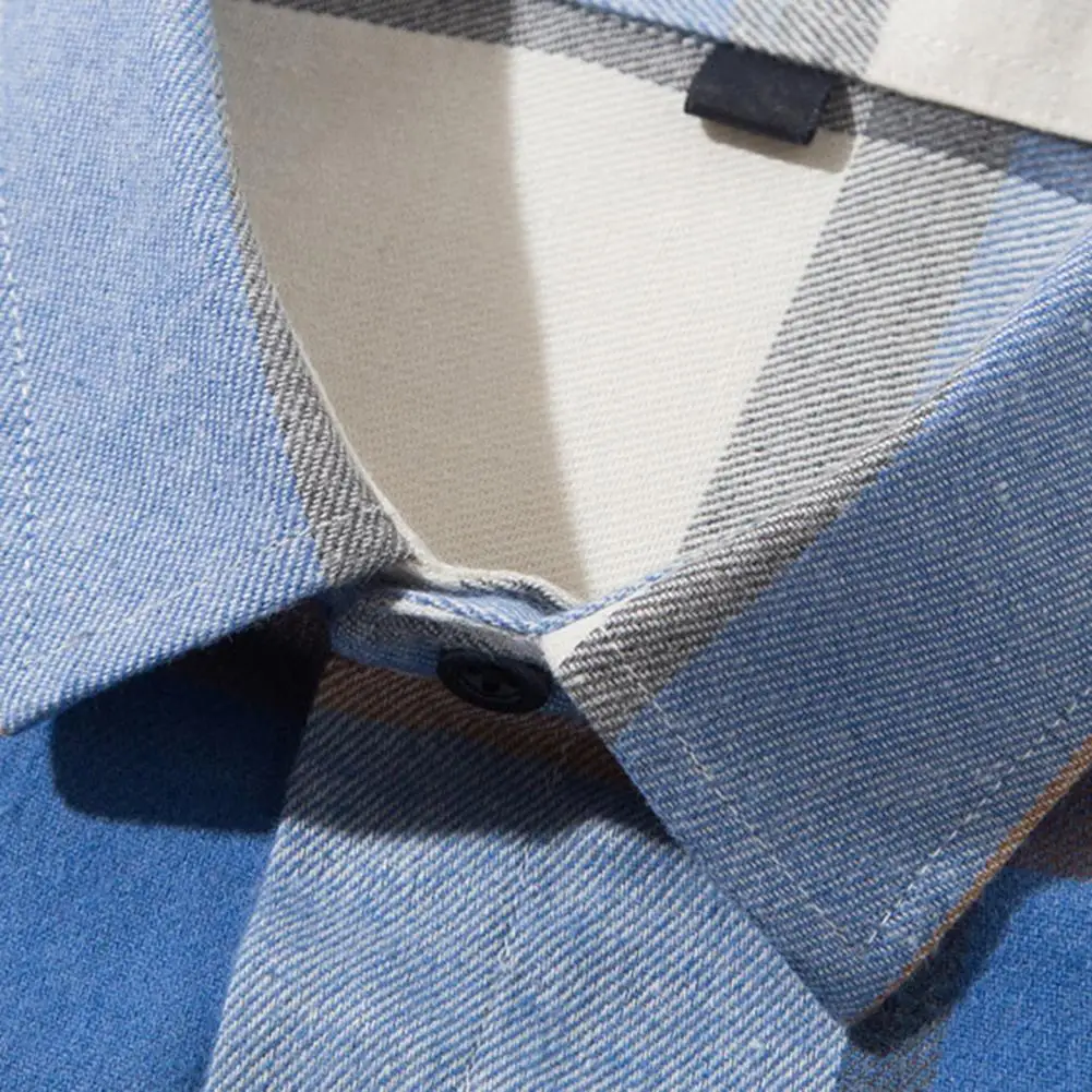 Men Shirt Jacket Autumn Winter Plaid Shirt Coat Turndown Collar Long Sleeve Loose Fit Cozy Fashionable Shirt Streetwear