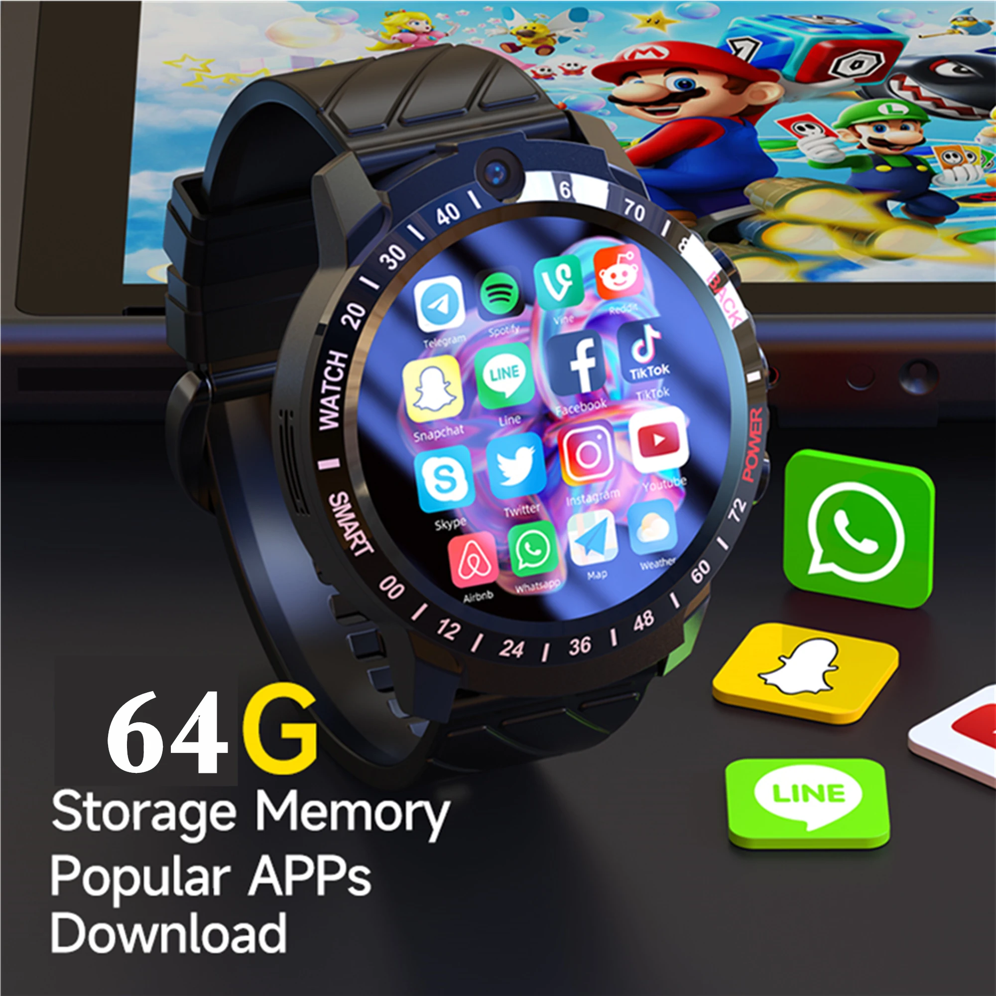 MT27 Smart Watch 4G Network SIM 4G+64G GPS Wifi Dual Camera Men Watch 4 Core Processor Waterproof IOS Android Sport Smart Watch