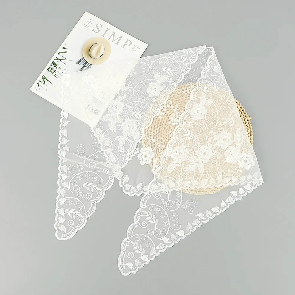 Womens Lace Flowers Embroidery Catholic Veil 2025 Prayer Shawls Elegant Bridal Church Wedding Jerusalem new Mass Turban Scarf Headwear