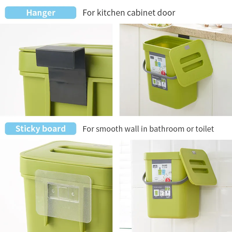Kitchen Hanging Trash Can Household Cleaning Tool Bathroom Wastebasket Mini Dustbin Wall Mounted Home Bins Container Garbage Bin