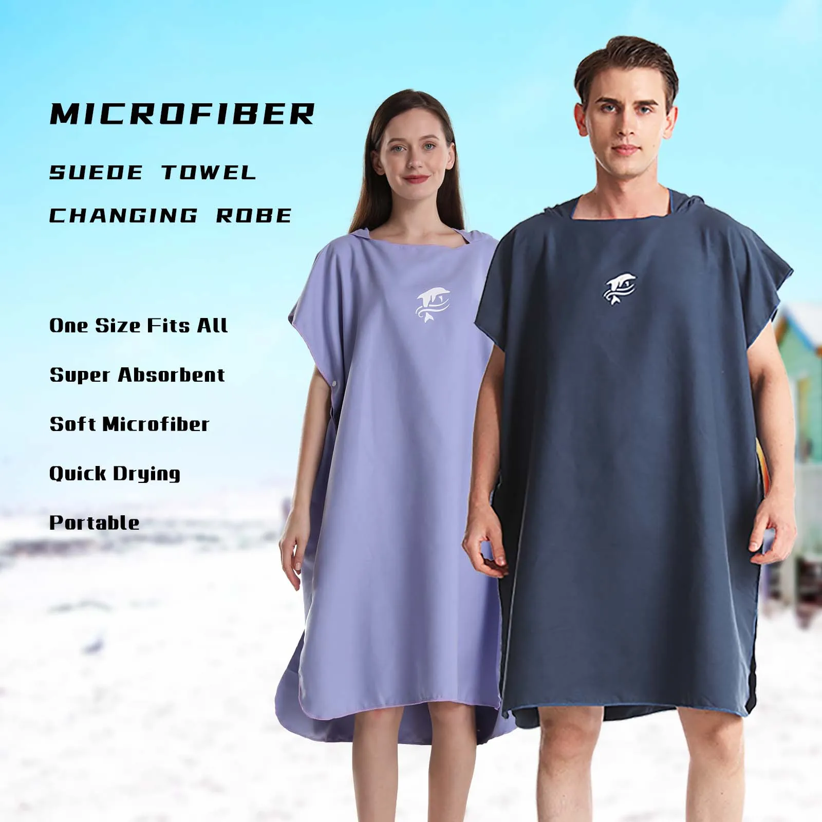 Mutao Unisex Surf Poncho Robe Towel, Microfiber Bathrobe Ponchos Surfer Robe For Surfing Swimming Diving Beach