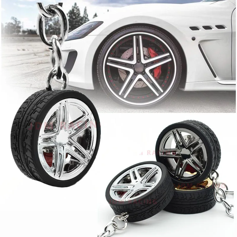 2023 Car Pendant Keychain 3D Tire Keychain Car Wheel Hub Key Chain Auto Tire Model Metal Speed Gearbox Gear Head Key Ring Charm