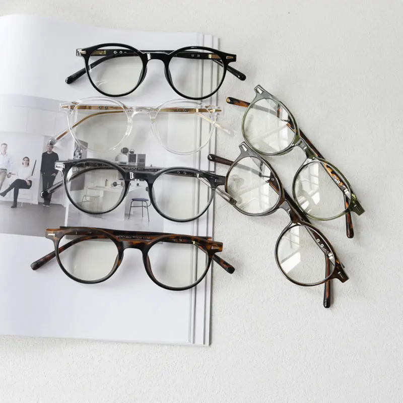 mimiyou TR90 Rivet Round Glasses Frame Women Vintage Anti Blue Light Optical Eyewear Men Eyeglasses Frame UV400 Computer Glasses