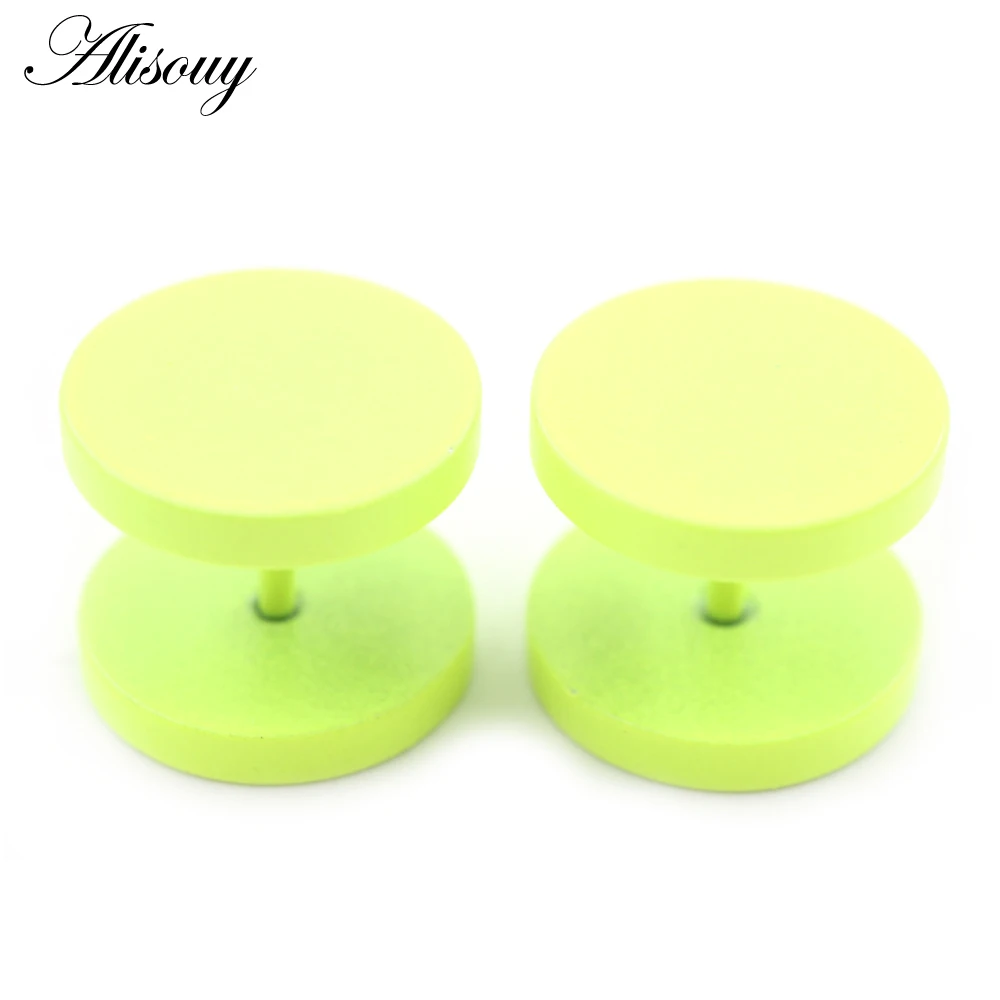 Alisouy 2PC Double Sided Round Stud Earrings 2025 White/Yellow/Green Color 4mm-14mm new Men Earring Ear Jewelry