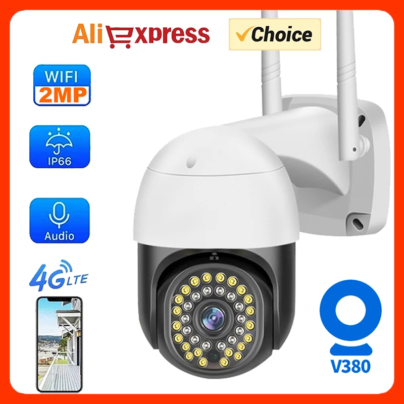 V380 4G Sim Card IP PTZ Camera Wifi Cameras Outdoor Security Wifi Survalance Camera Two Way Audio Wired 4G CCTV Camera Outdoor