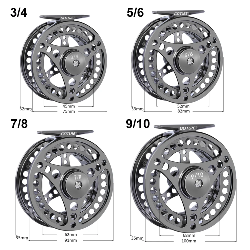 Fly Fishing 2+1Bb Goture Reel Cnc-Hined Aluminum Arbor Trout ddmysmile Carp Fishing Reel 3/4 5/6 7/8 9/10 WT Left&Right Handle Fly Reel Smile 2+1Bb