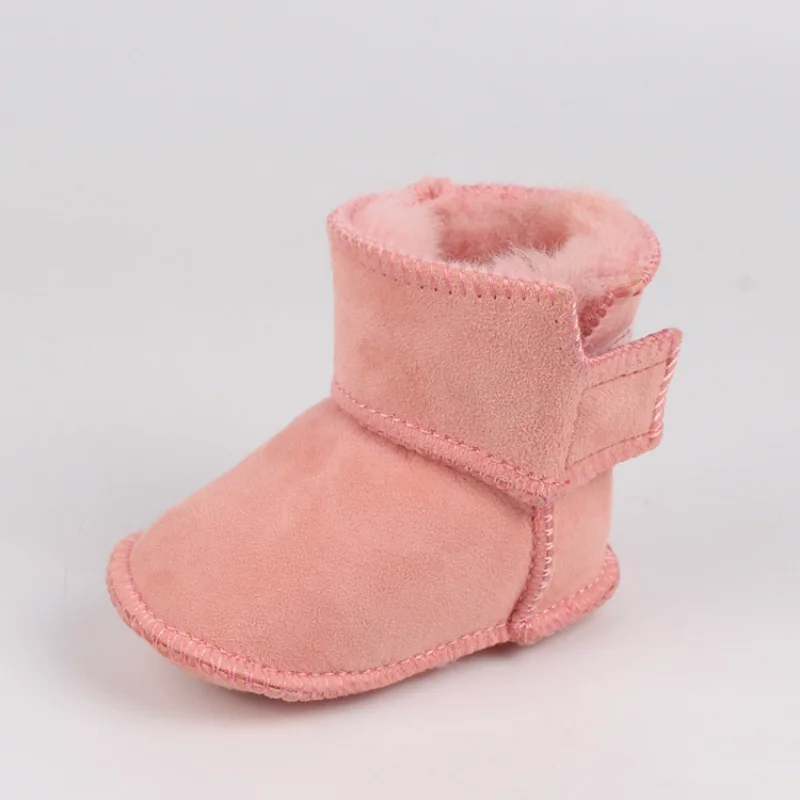 HoneyCherry Winter New Baby Sheepskin Fur Snow Boots Baby Soft Soled Warm Toddler Boots