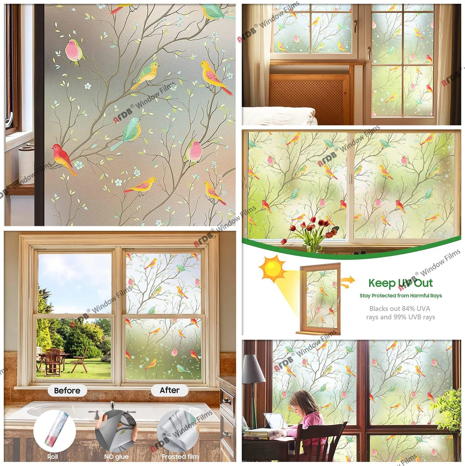 2/3/5M Frosted Window Film Privacy Opaque Non-Adhesive Decals Glass Vinyl new 2025 Film Static Cling Stained Window Sticker for Home