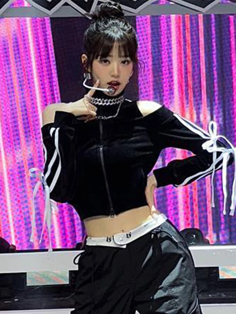 AltGoth Streetwear Sweet Veet Crop Jackets Women Mall Gothic Aesthetic new Y2k Lace-up Bow Cut Out 2025 Shoulder Cardigan 2023 Autumn