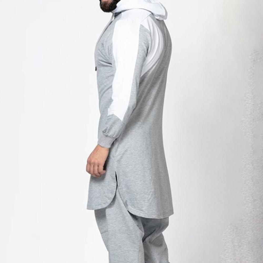 Men s Sweater Robe Autumn Solid Color Loose Zipper Pullover Casual Long sleeved Hooded Round Neck
