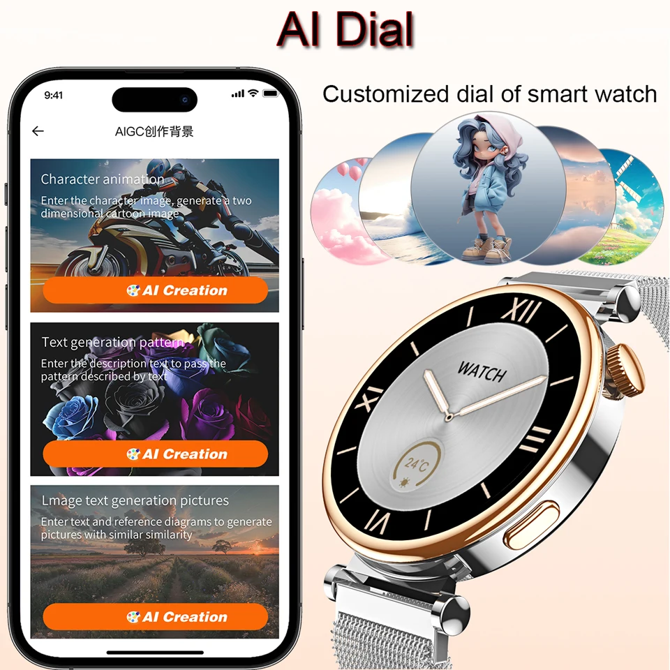 2024 New WATCH GT4 Mini Smart Watch Women 1.3 Inch AMOLED NFC Compass Clock Bluetooth Call IP68 Waterproof Lady Smartwatch men