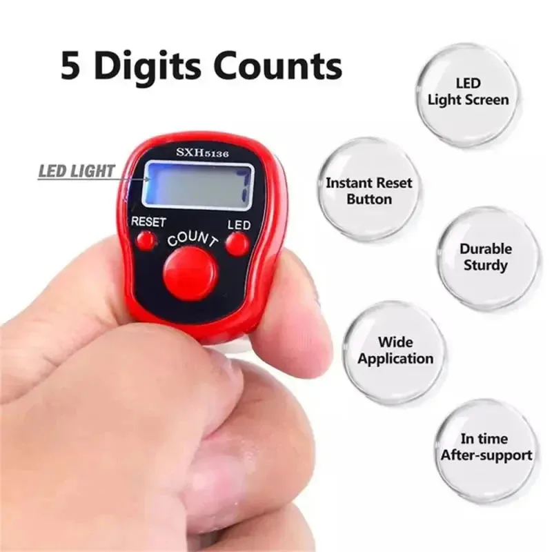 LED Counter Finger Mini Electric Digital Display With Light Tally Counter Marker Sewing Knitting Weave Buddha Pray Soccer smile