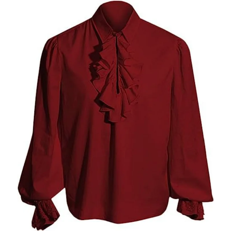 2025 Vampire Renaissance Victorian new Steampunk Ruffled Medieval Costume Men Shirts