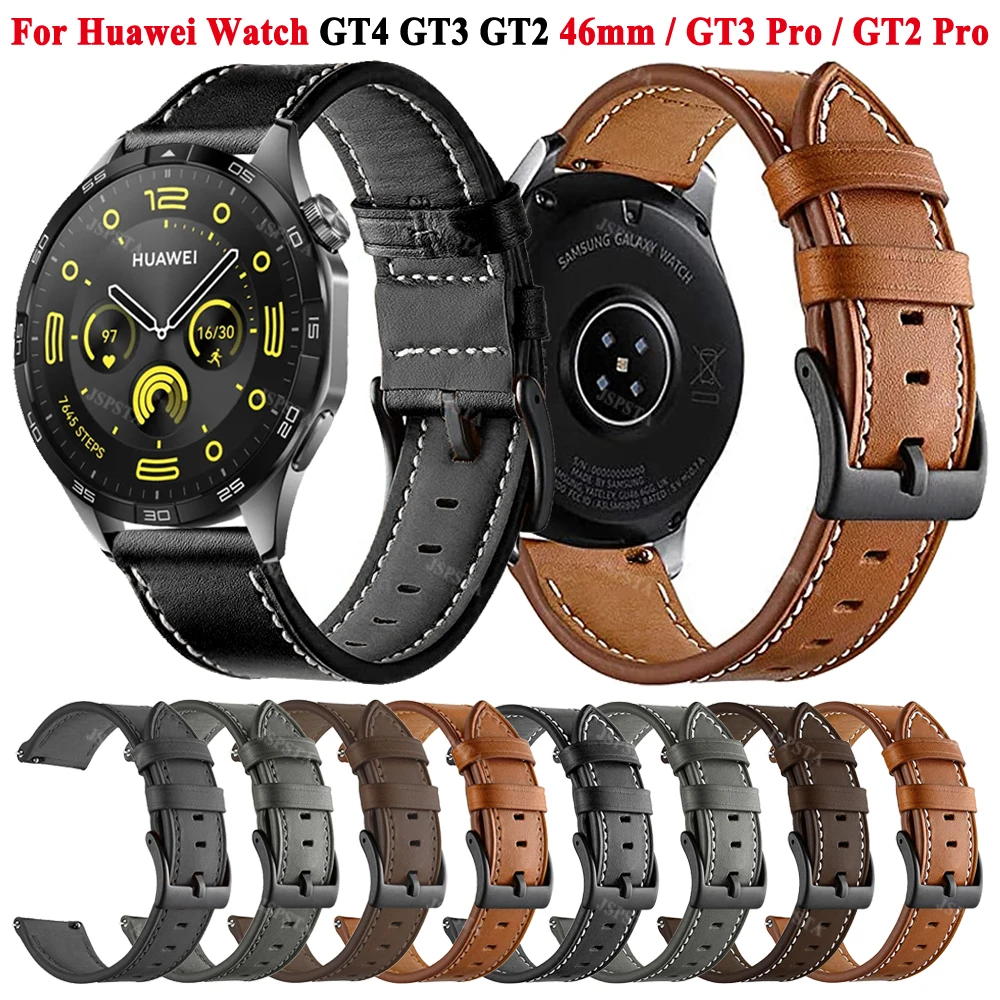 20/22mm Leather Watch Strap For Huawei Watch GT4/GT3 SE/Pro/2E/GT2 Wrist Band GT 4 3 2 GT3 Pro 46mm Bracelet Watchband Wristband