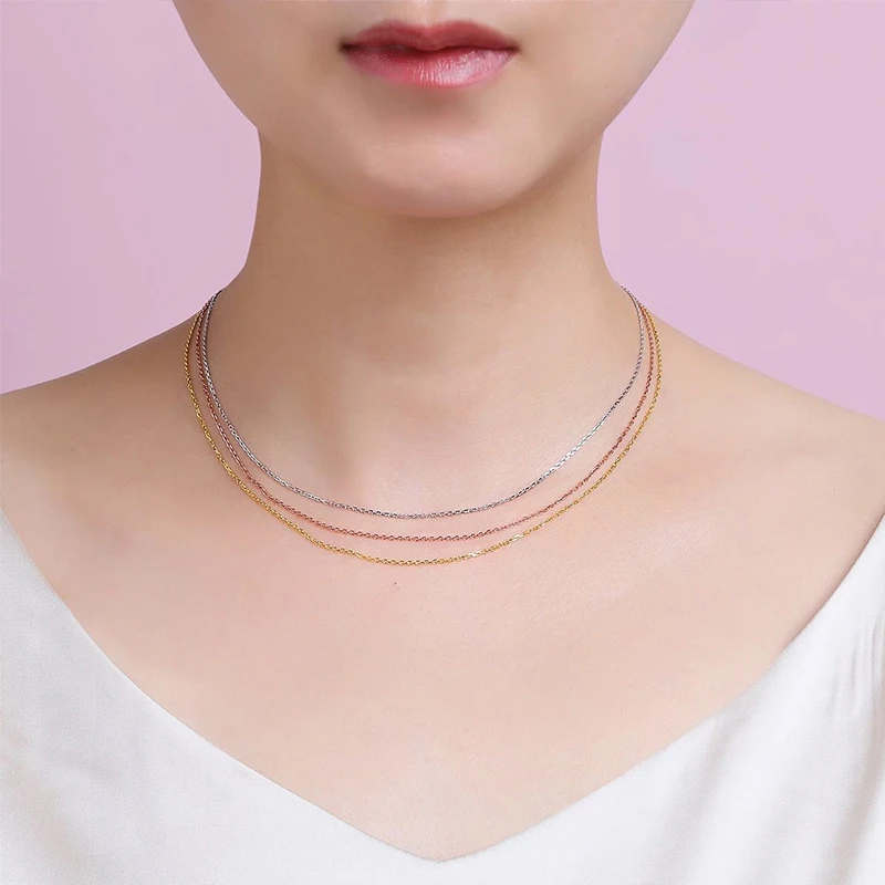 YUNLI Real 18K Gold Jewelry Chain Necklace Pure AU750 Pendant Chain for Women Fine Jewelry Gift