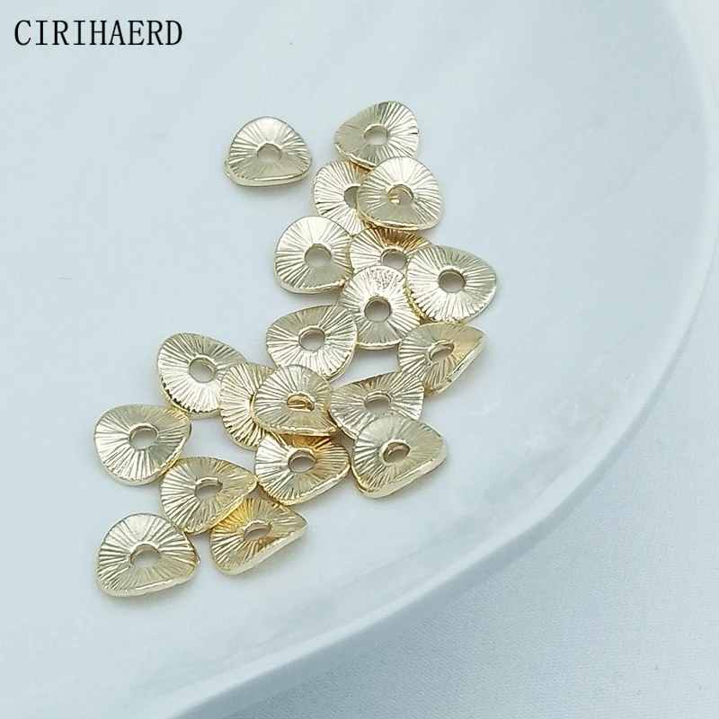 14K Gold Plated Spacer Piece Beads Caps Irregular Twist Round Piece Beaded Material For Diy Bracelet Jewelry Making Accessories