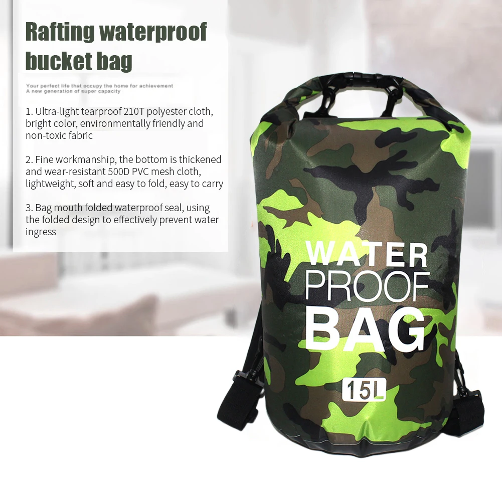 5L 20L 10L 2L Waterproof Swimming Bag Dry Sack Camouflage Colors Fishing Boating Kayaking Drifting Rafting Outdoor Storage Bag smile