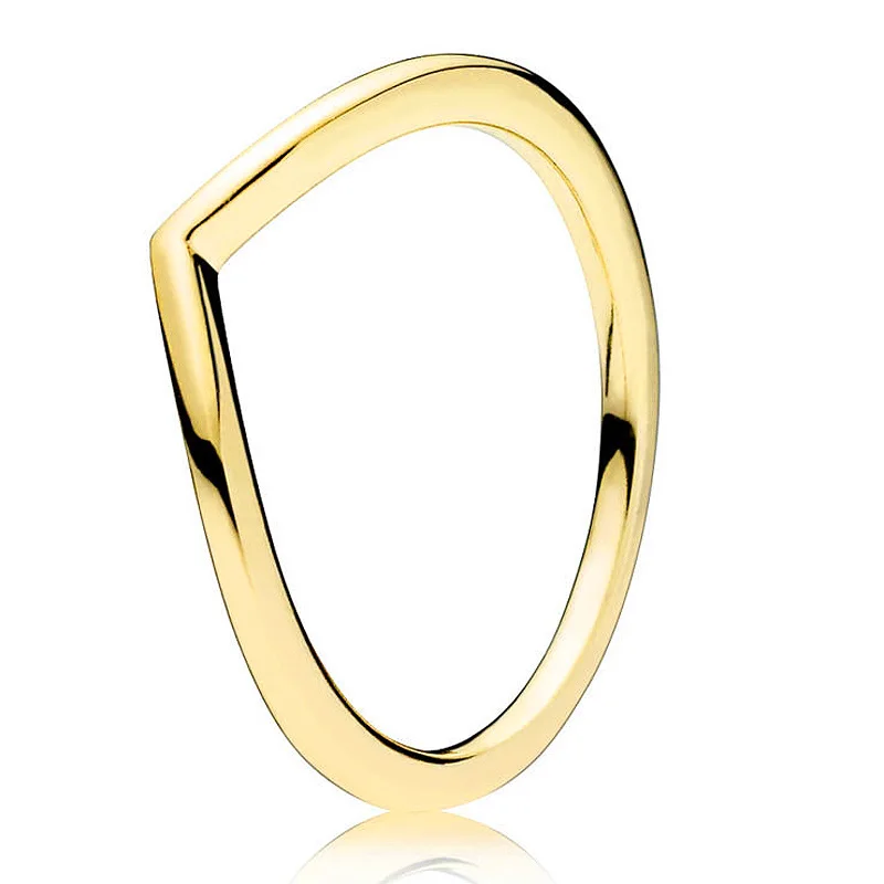 925 Silver Women's Ring Original Gold Silver Rose Gold Full Diamond Fashion Ring Zircon Sparkling Wishbone Princess