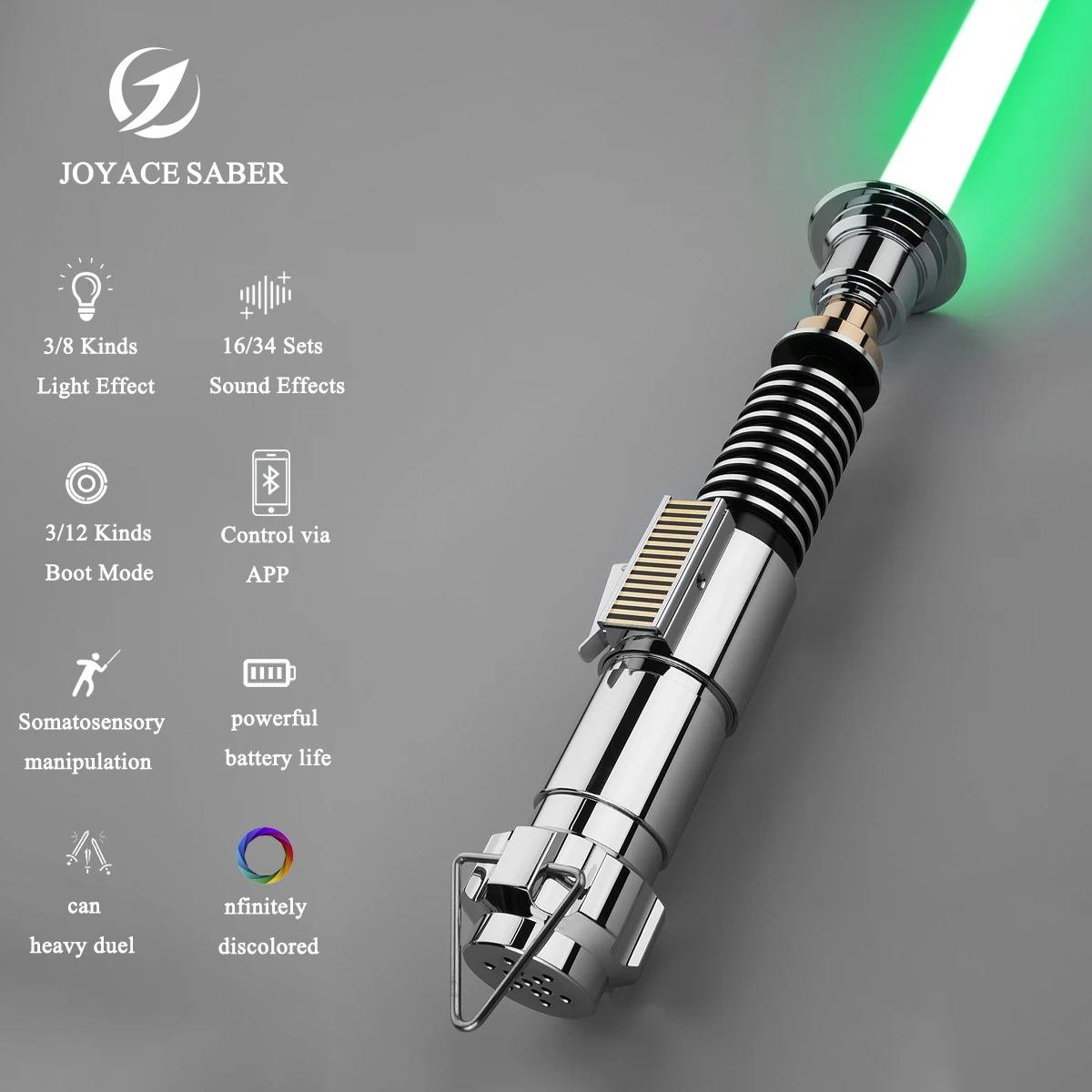 JOYACESABER Metal Handle Pixel Lightsaber LUKE Light Saber Sensitive Smooth Swing Heavy Dueling Bluetooth RGB Laser Sword Toys