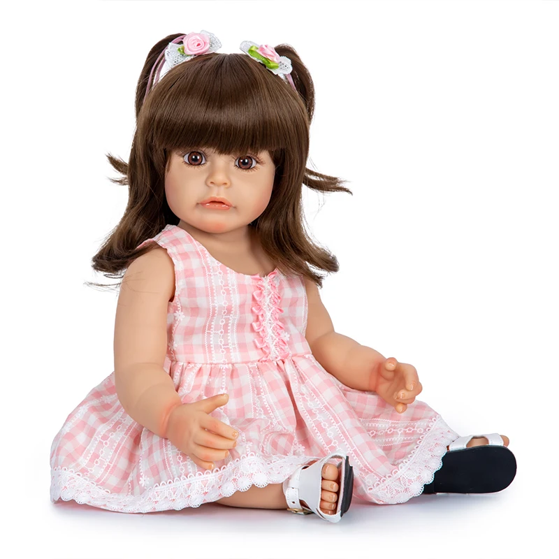 55CM 2025 Full new Silicone Vinyl Reborn Baby Dolls Sweet Face Lifelike Sue-Sue Doll Toys Soft Playmate for Girls Birthday Gift