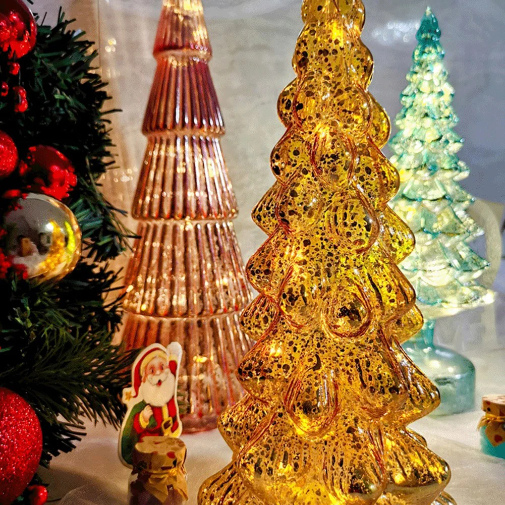 NEW 2025 Christmas Tree Glass Night Light for Home Xmas Romantic Holiday Atmosphere Arbol De Navidad Ornaments LED Luminou new Decor New