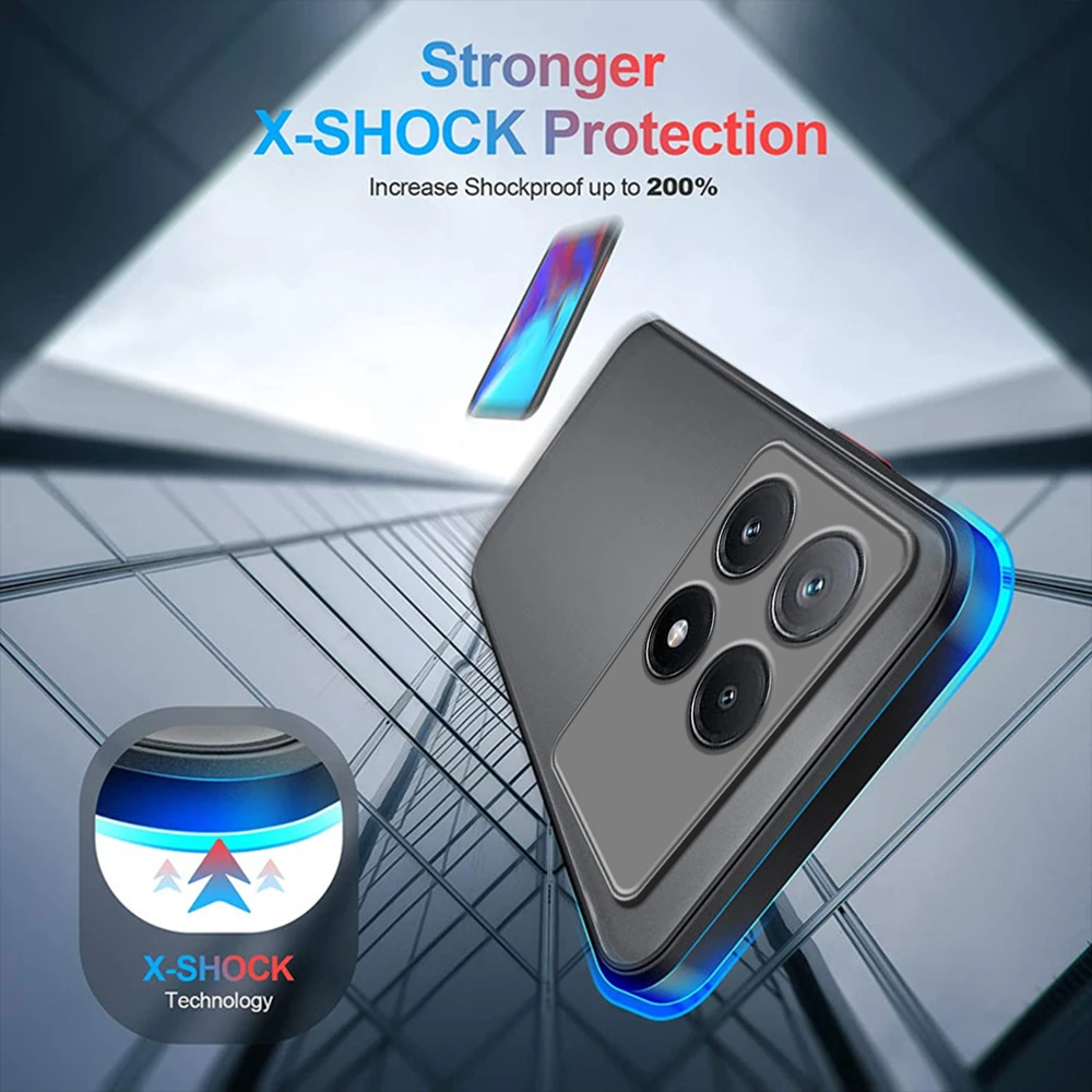 Shockproof Armor Matte Case For Xiaomi Poco X6 Pro 5G Soft TPU Bumper Clear Hard PC Cover Capas On PocoX6 Poko Little X6Pro X 6