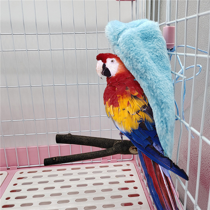 Elegant Avian Habitat Addition: Luxurious Wool Snuggly Coop w/ Attached Hammock Plaything