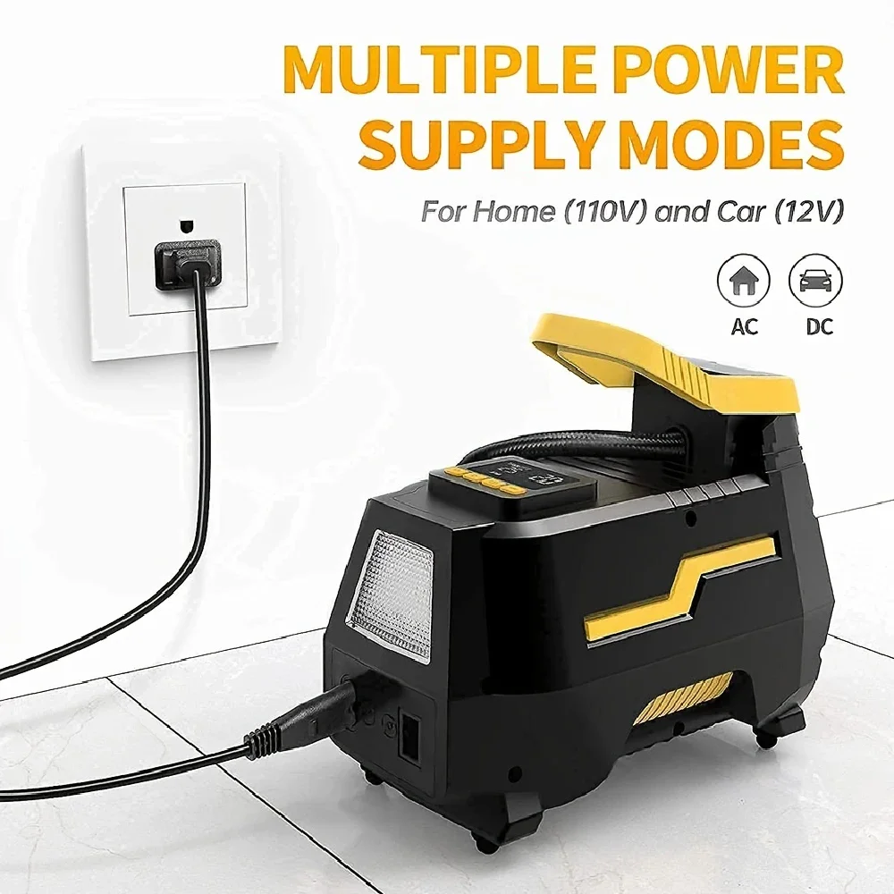 Car Tyre Inflator 110V-220V AC/DC 12V Air Compressor 2-in-1 Dual Power Portable Electric Air Pump for Car Vehicles Motorcycle