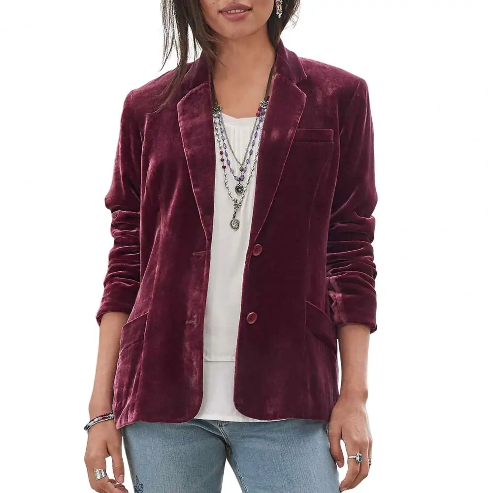 Vintage Blazer Women Office Lady 2025 Blazers Coats Solid Color Long Sleeve Veet new Warm Loose Autumn Suit Jackets for women chaquetas