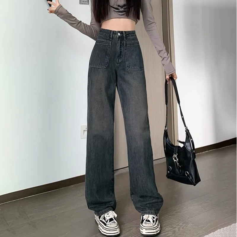 Baggy Jeans Women 2023 Women's Pants Blue Vintage Jeans Woman High Waist Streetwear Female Straight Leg Jeans Y2k Korean Fashion