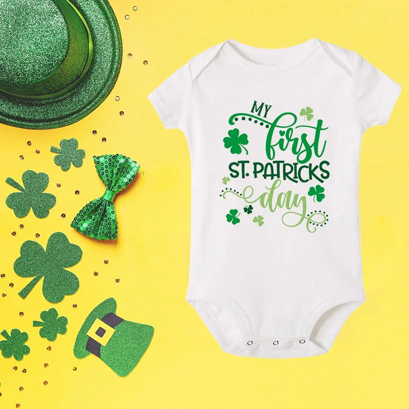 Patricks My St. First Day Cute Baby Bodysuits Boys Girls St.Patricks Day One-Pieces Happy St Patricks Day Gift Baby Clothes . smile . .