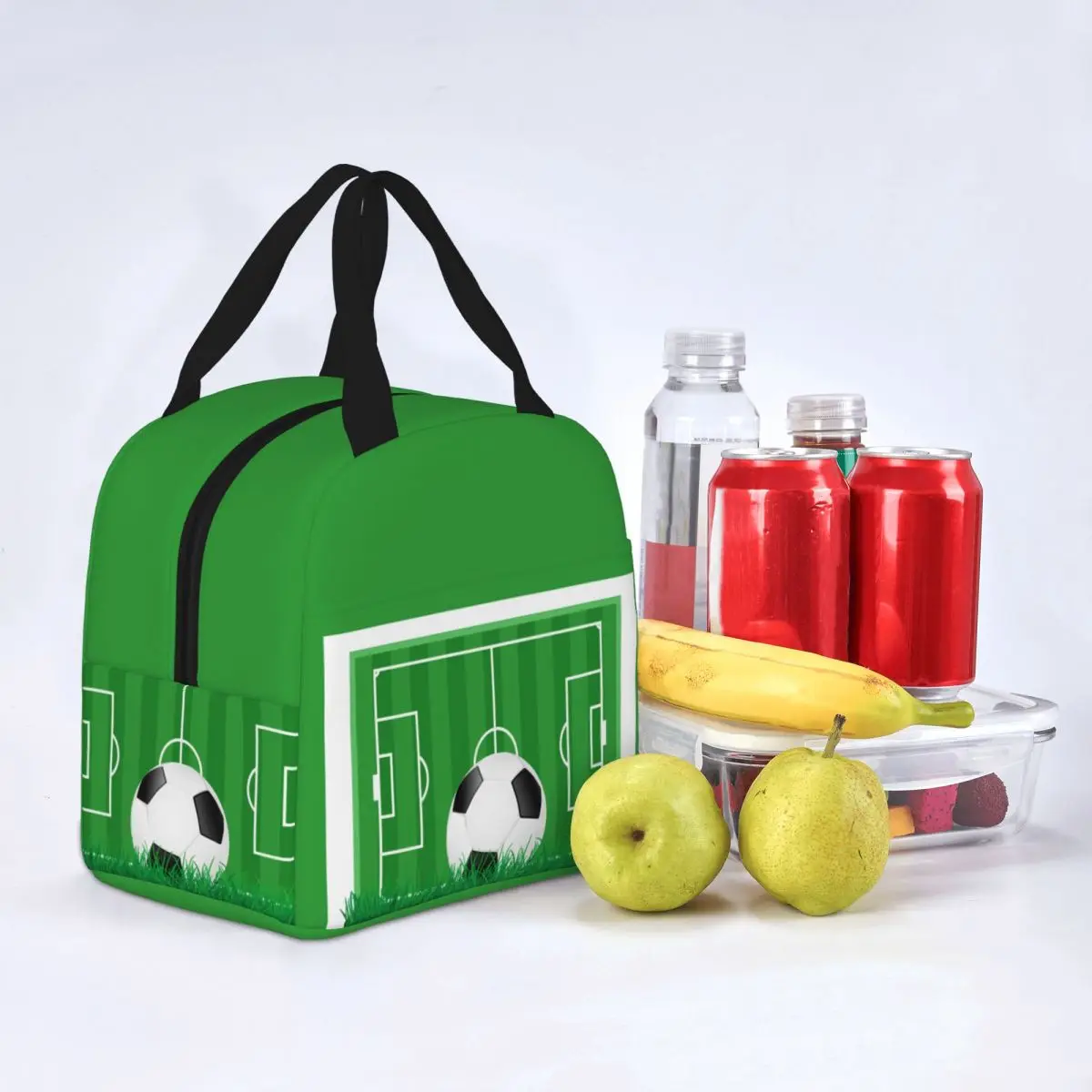 Soccer Football Insulated Lunch Bag Thermal Bag Reusable Balls Sports Portable Tote Lunch Box Men Women School Picnic