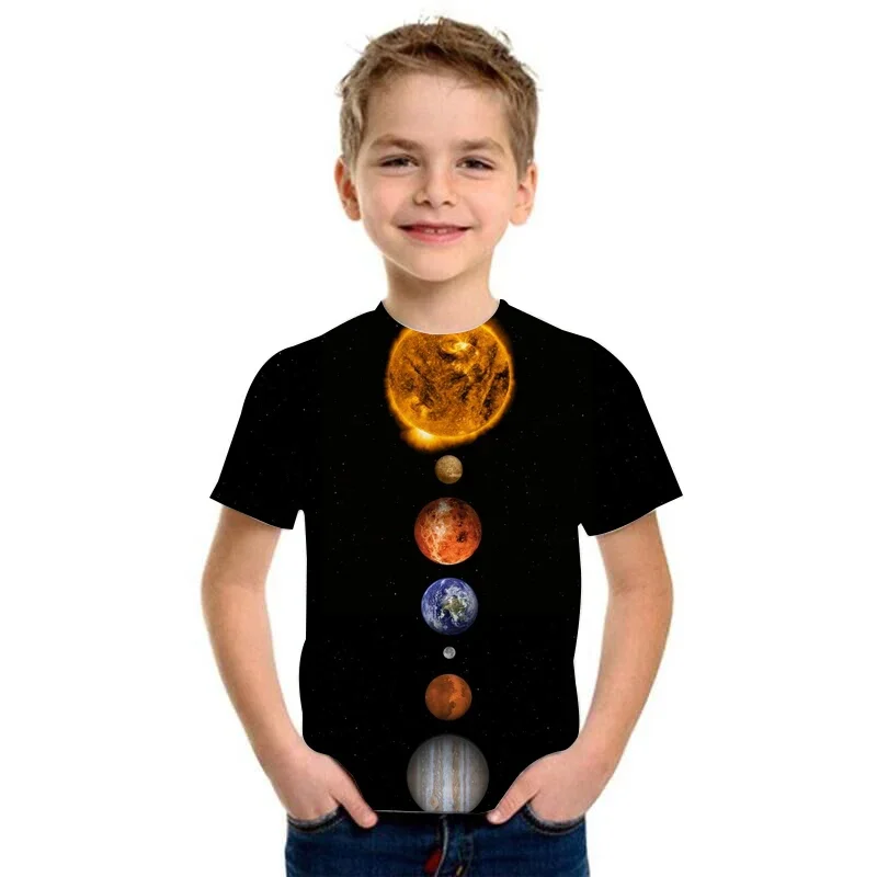 Universe new Solar System Kids T-shirt 3D Print Planet Sun 2025 Earth Venus Tshirt Casual Haruku Summer Child Shirt Tops for Boys Girls