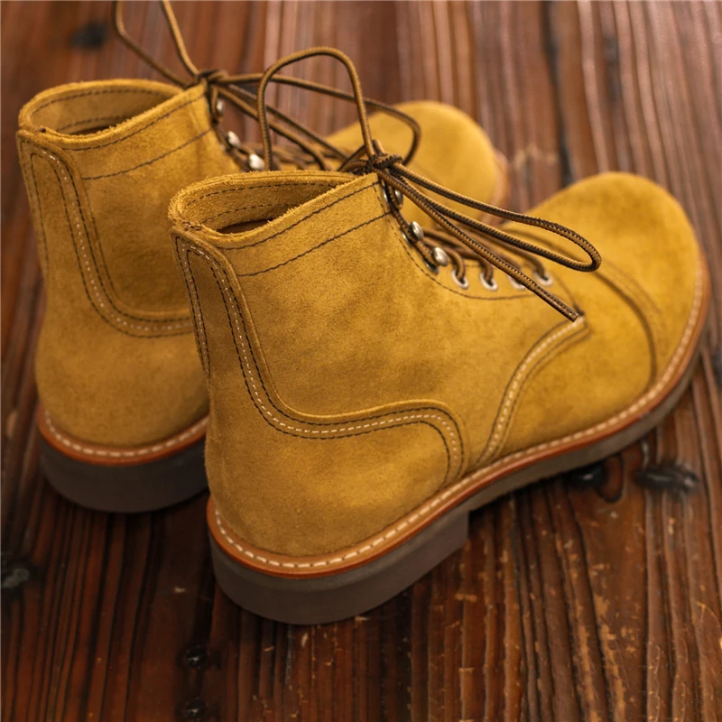 New 8111 Goodyear Men Cow Leather Shoes vintage Tooling Wings Ankle Boots Handmade Round Toe Desert British Motorcycle Boots