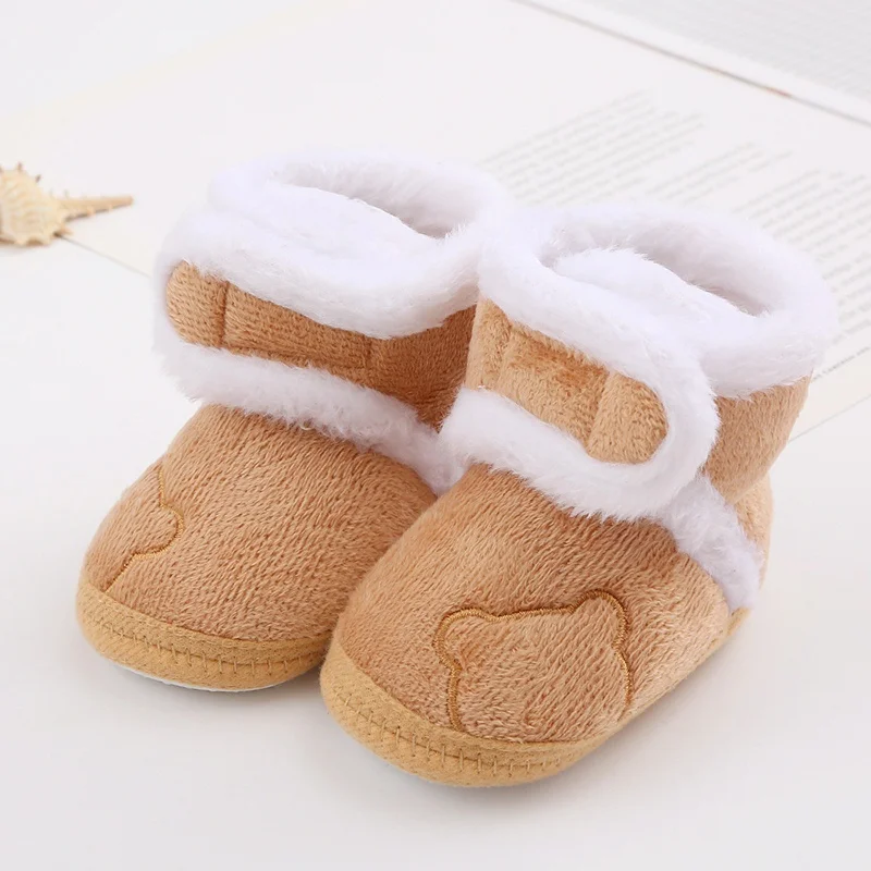 Baby Winter Snow Boots Cute Bear Warm Fluff Balls 2025 Indoor Soft Sole Infant Newborn new Toddler Baby Shoes 0-18M