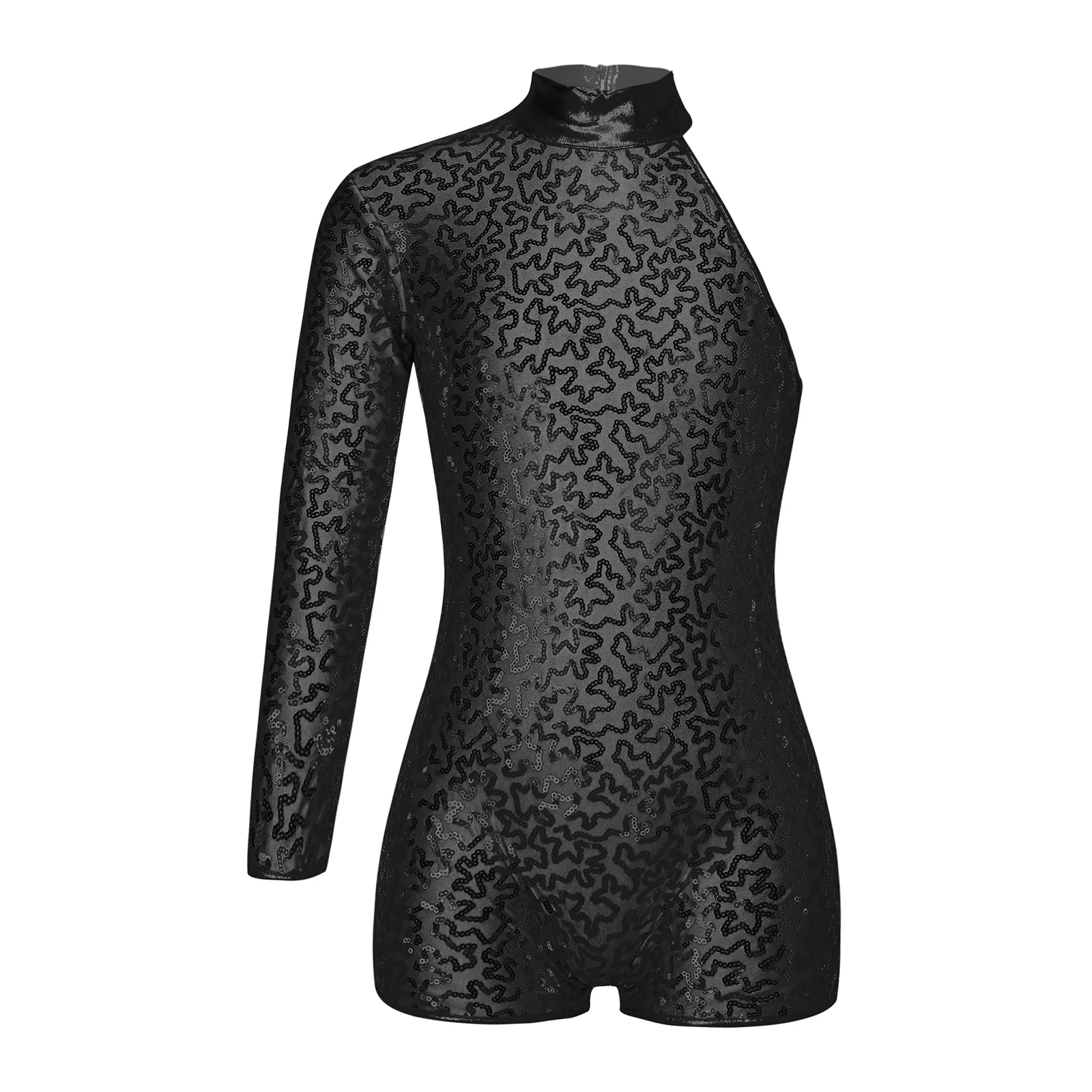 Kids Girls Ballet Leotard Long Sleeve Shiny Sequins Gymnastics Bodysuit for Teens Modern Jazz Dancing Costume Dance Jumpsuit
