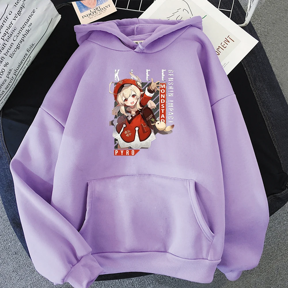 Genshin Impact Printed new Clothes Kawaii Klee Print Haruku Hoodie Women Pullovers 2025 Streetwear Fleece Clothing Teenagers Anime Tops