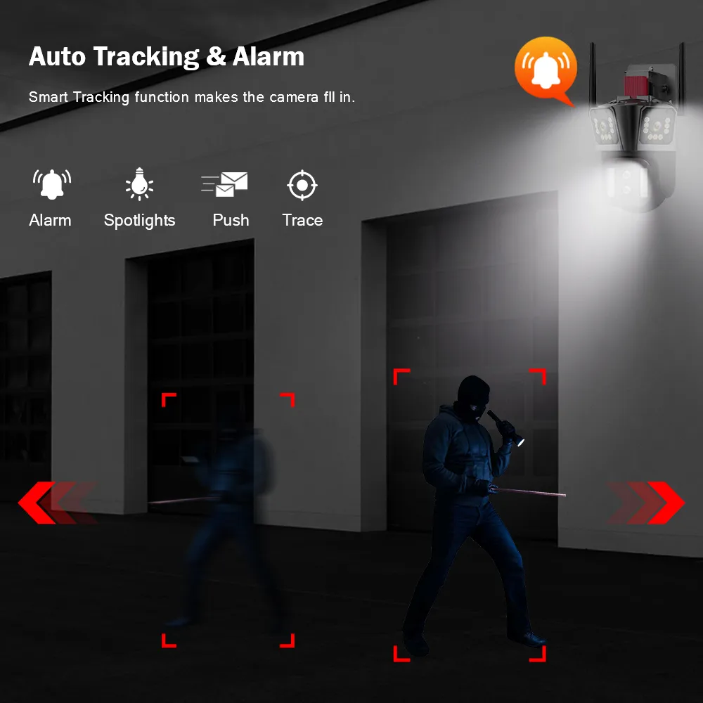 16MP Four Lenes Three-Screen 10X Hybrid Zoom WiFi IP Outdoor Camera PTZ Auto Tracking Waterproof Security Cam Cctv Camera