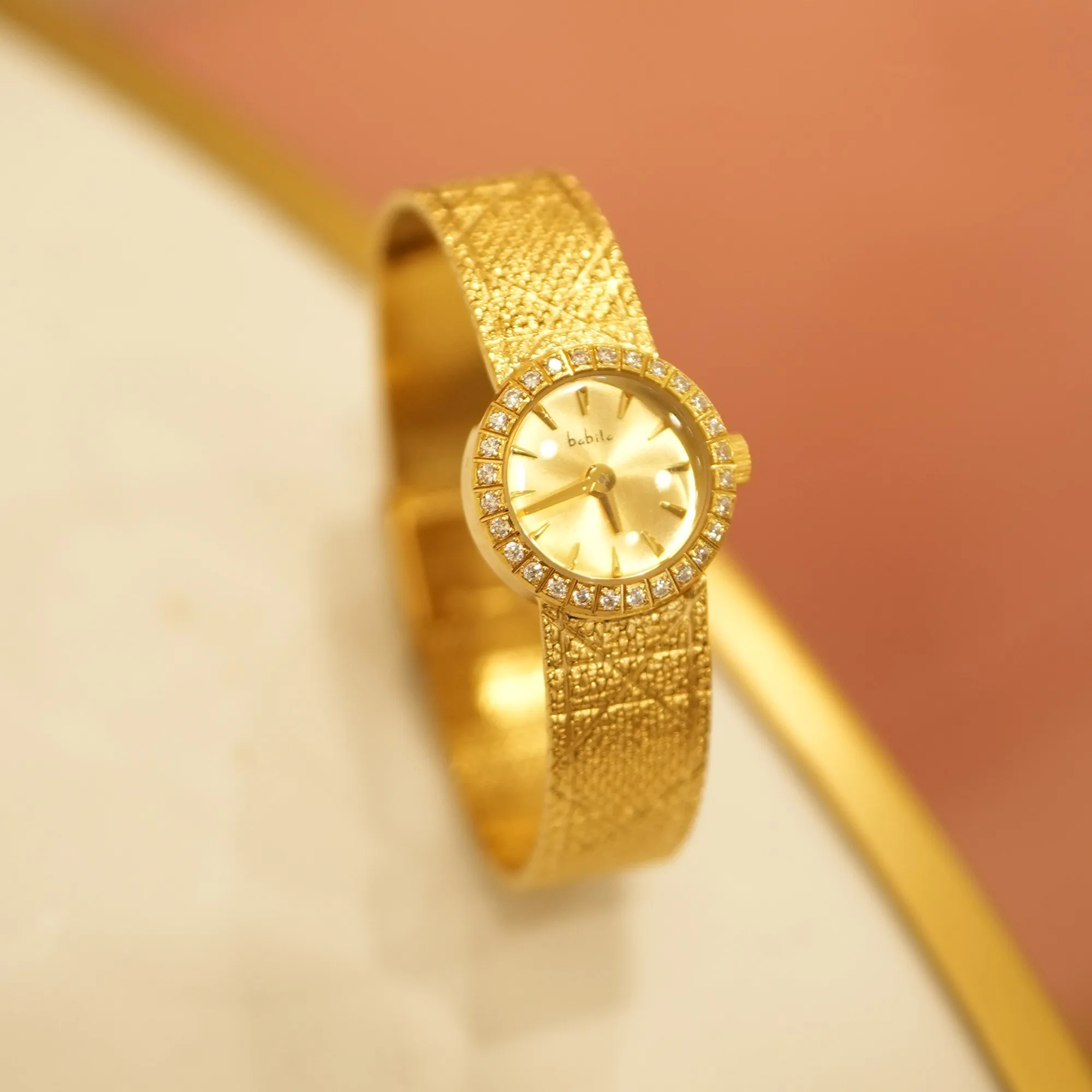 Vintage Small Dial 2023 Women's Watch Diamond Retro Luxury Elegant Gifts Brass Band 24K Gold Plated High Quality