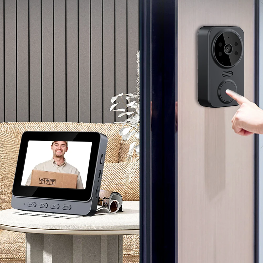Door Eye Camera 2.4G WiFi Automatic Sensing Digital Door Viewer 4.3 Inch IPS Screen Smart Video Doorbell Camera Two-Way Intercom