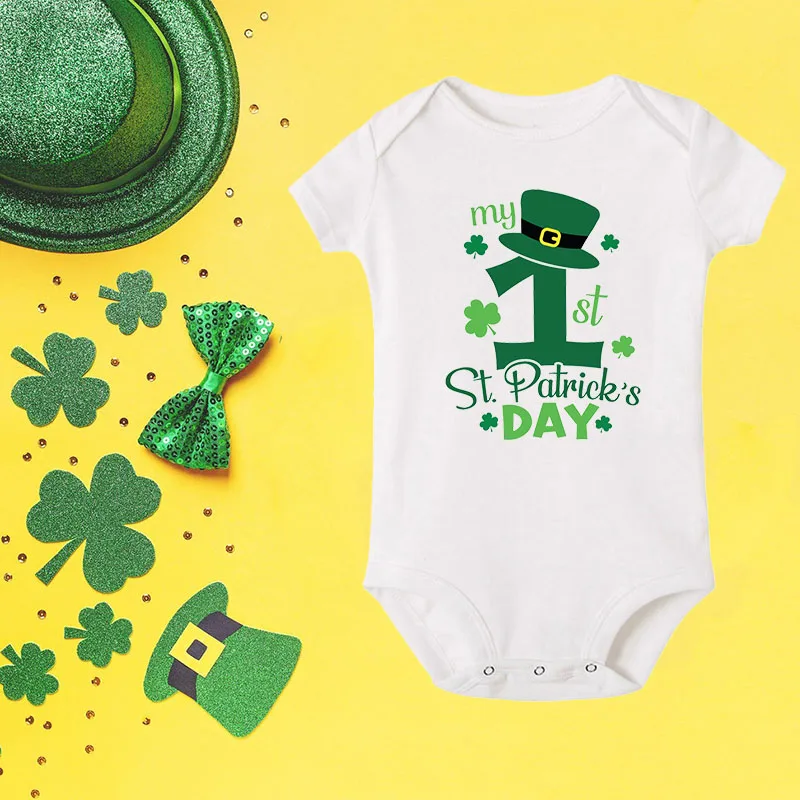 Patricks My St. First Day Cute Baby Bodysuits Boys Girls St.Patricks Day One-Pieces Happy St Patricks Day Gift Baby Clothes . smile . .