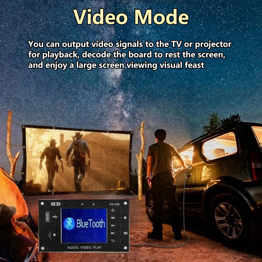 MP5 Decoder Board Bluetooth 5.0 Stereo HD Audio Video Player FLAC WAV APE Decoding FM Radio USB TF Ebook Time For Car Amplifier