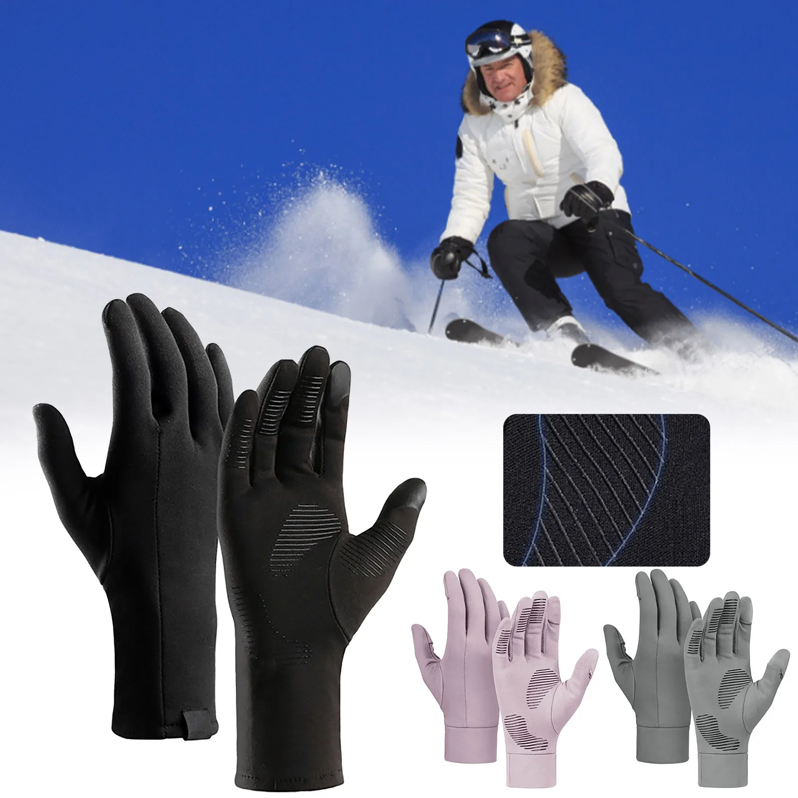 Winter Running Gloves Screen Lightweight Thermal Warm Mittens Fleece Cold Weather Thin Glove Black Outdoor Men Women For Work