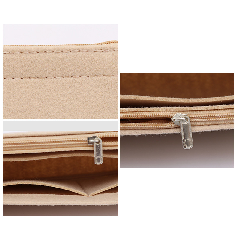 Make Up Organizer Felt Insert Bag Women Travel Inner Bag Organizer Zipper Purse Handbag Liner Cosmetic Storage Bags Inner Pocket