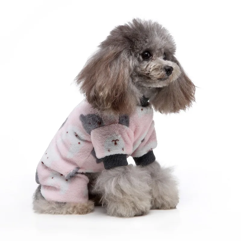 Dogs Puppy Dog Cat Clothes Print Warm Jumpsuits Coat Pamas Winter For Small Chihuahua Pomeranian Clothing