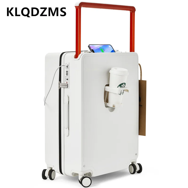 20"24"26 Lage Inch KLQDZMS New Wide Trolley Boarding Box Multifunctional Portable Trolley Case with Wheels Rolling Suitcase smile