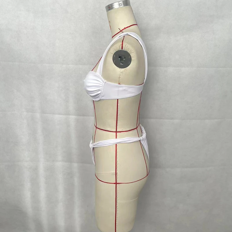 Women Two Bikini BEACHCICI Piece Swimsuit Summer Trending Sexy Solid Suspender Pleated Thong High Waist Beach Swimwear smile