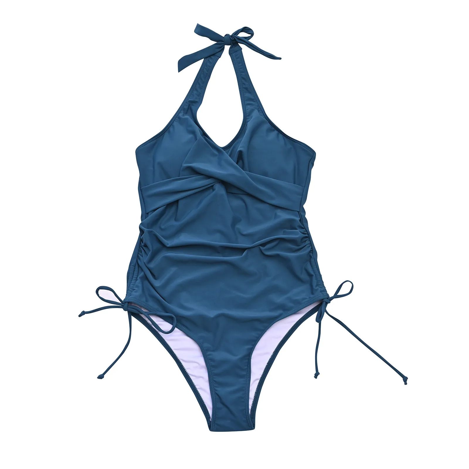 Feminine Bikinis Swimwear Solid Color Front Cross Drawstring One-Piece 2025 Swimsuit new Sexy One-Piece Swimsuit Beach Club Party Biquini