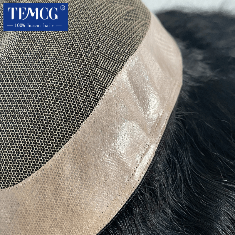 D7-5 French Lace with Soft Pu Male Hair Prosthesis Natural Human Hair Toupee Breathable Toupee Men Exhuast Systems Free Shippin
