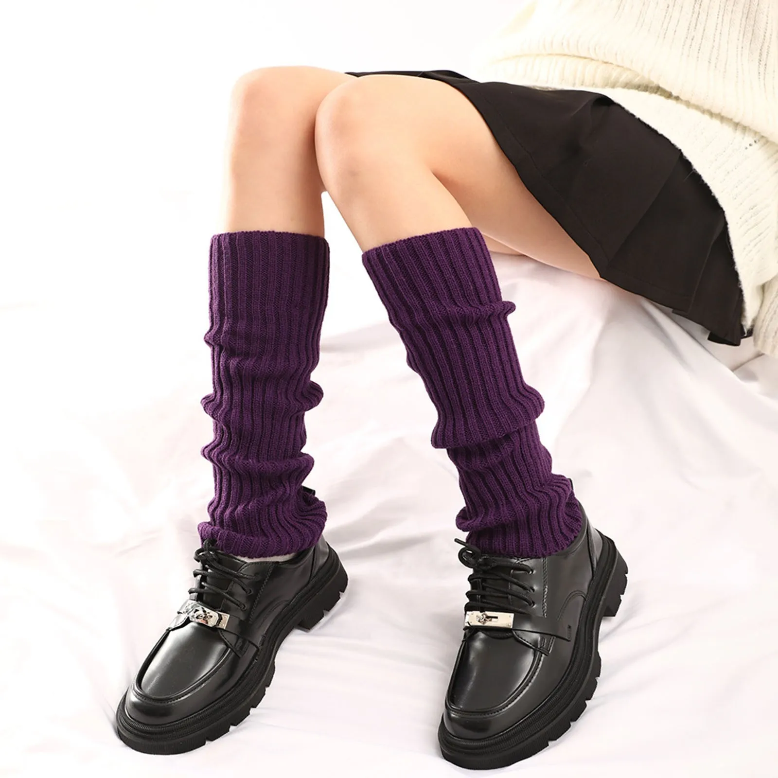 Winter Warm 2025 Knit Long Socks Leg Warmers Gothic new Punk Women Leg Warmer Boots Cuffs Lolita Solid Knitted Lady Sock Foot Cover